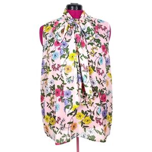 Eloquii Floral Sleeveless Blouse - Pink Multicolor